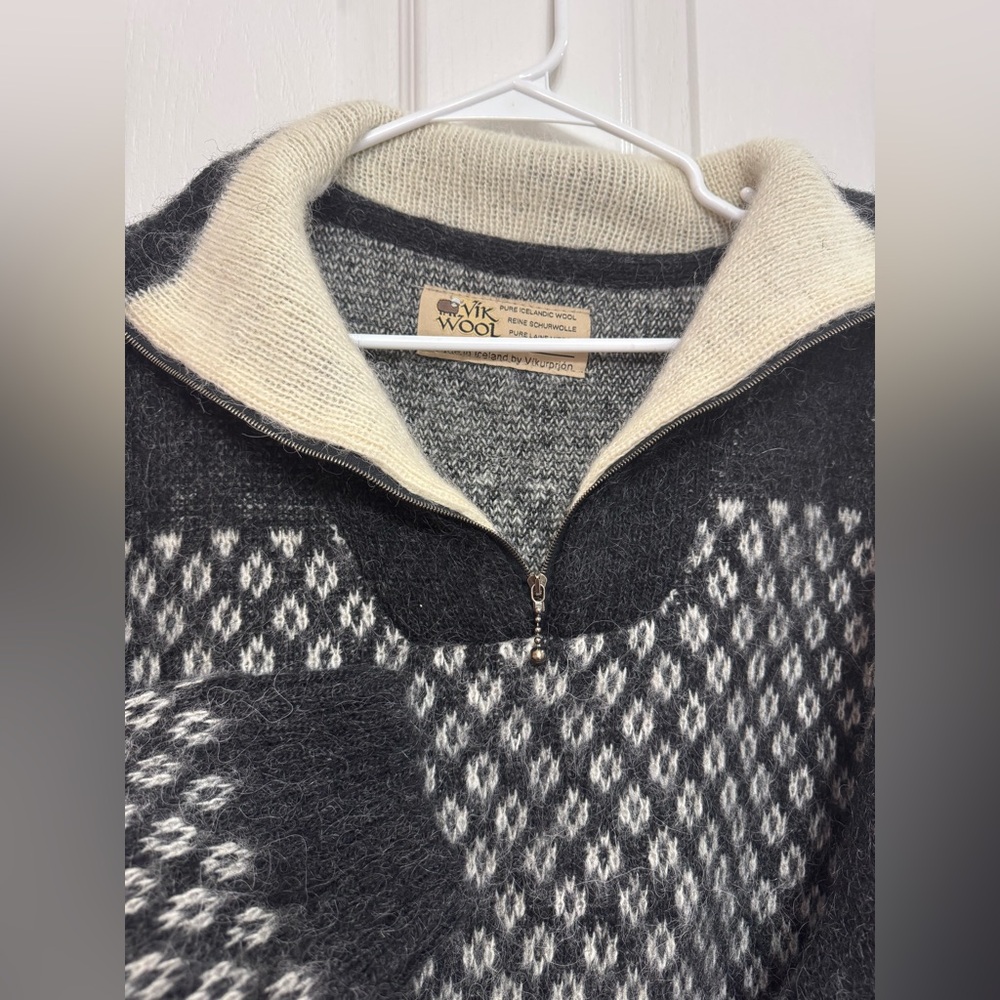 Vik Wool Icelandic Wool Sweater  Nordic Zip Neck Made in Iceland - Picture 5 of 12